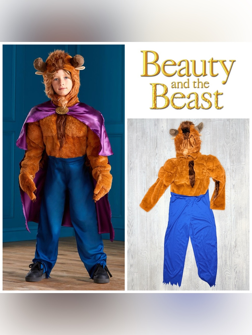 Disney beauty and the beast one piece jumper and hood Halloween costume cosplay